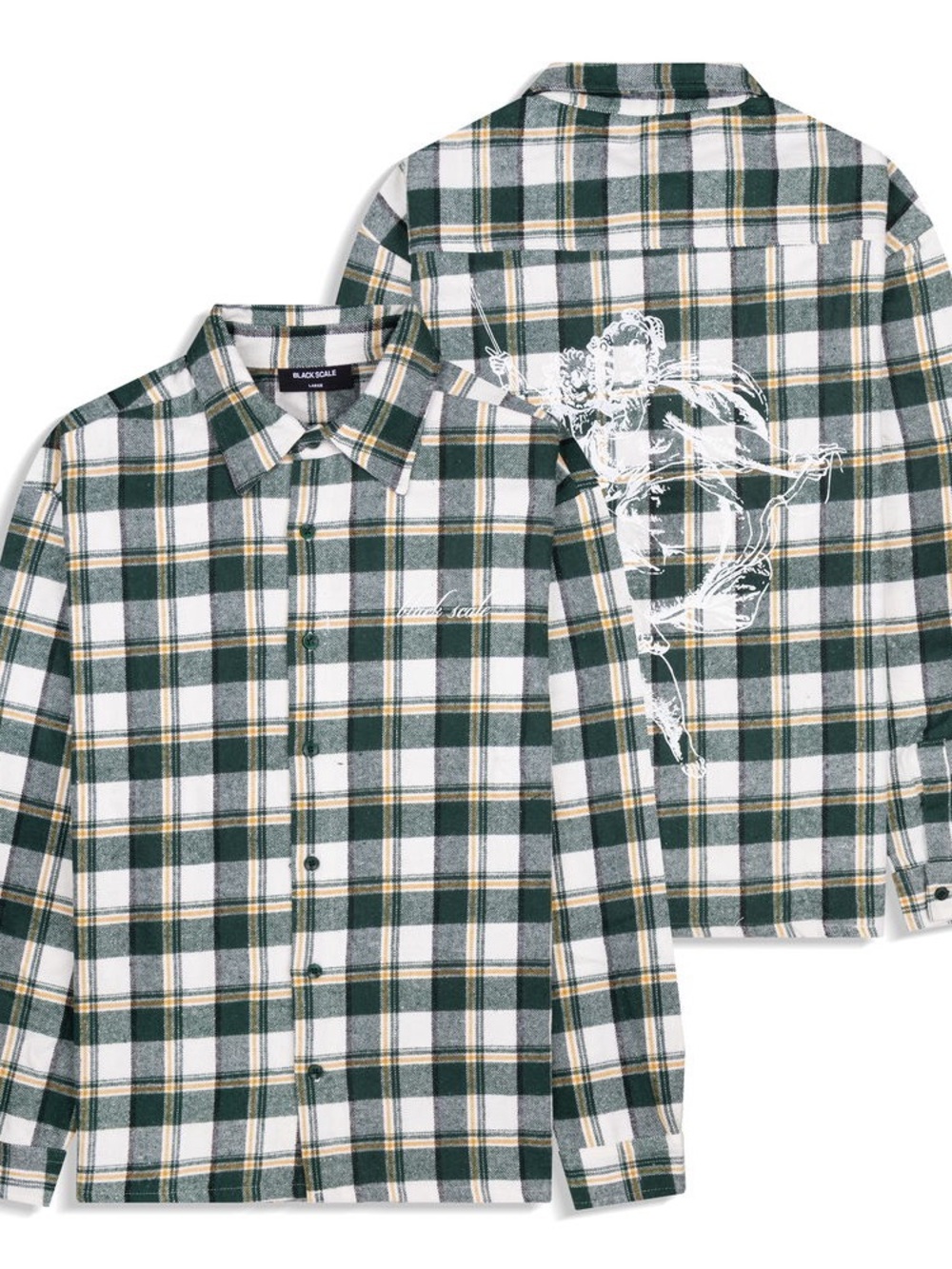 NWOT Black Scale Forest Green & White Plaid Button-Down Long Sleeve Shirt